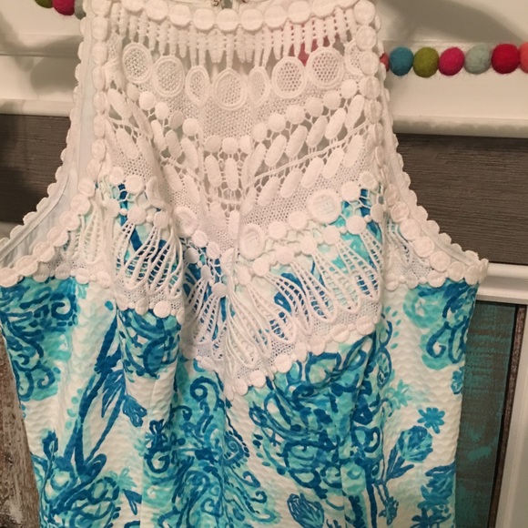 Lilly Pulitzer Shift Dress with Pearl Laced Neck - Picture 6 of 7